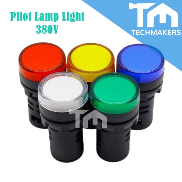 380VAC 22mm LED Signal Indicator Pilot Lamp Light White 380 380V 22 AC TechMakers