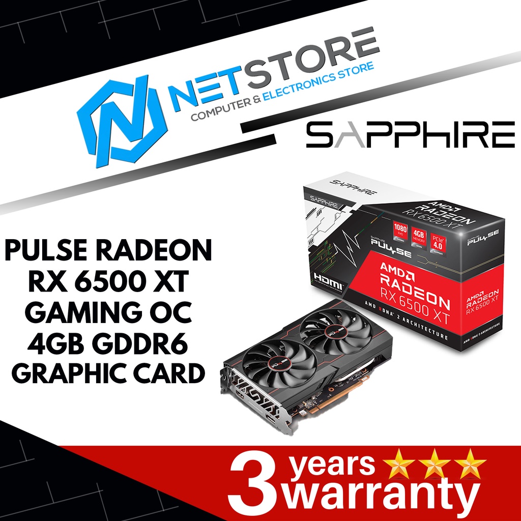 SAPPHIRE PULSE RADEON RX 6500 XT GAMING OC 4GB GDDR6 - 11314-01