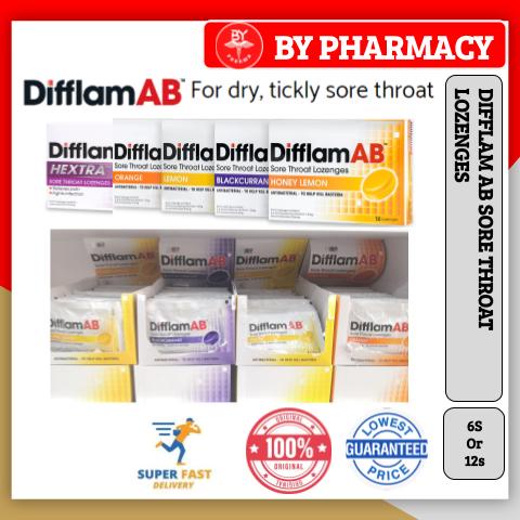 DIFFLAM AB /HEXTRA LOZENGES 6'S OR 12'S (BLACKCURRANT / ORANGE / LEMON ...