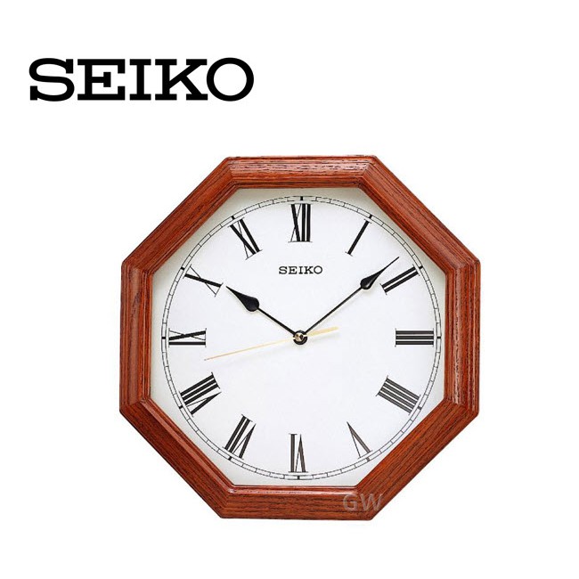 100 ORIGINAL SEIKO Octagon Quartz Analogue Wooden Wall Clock