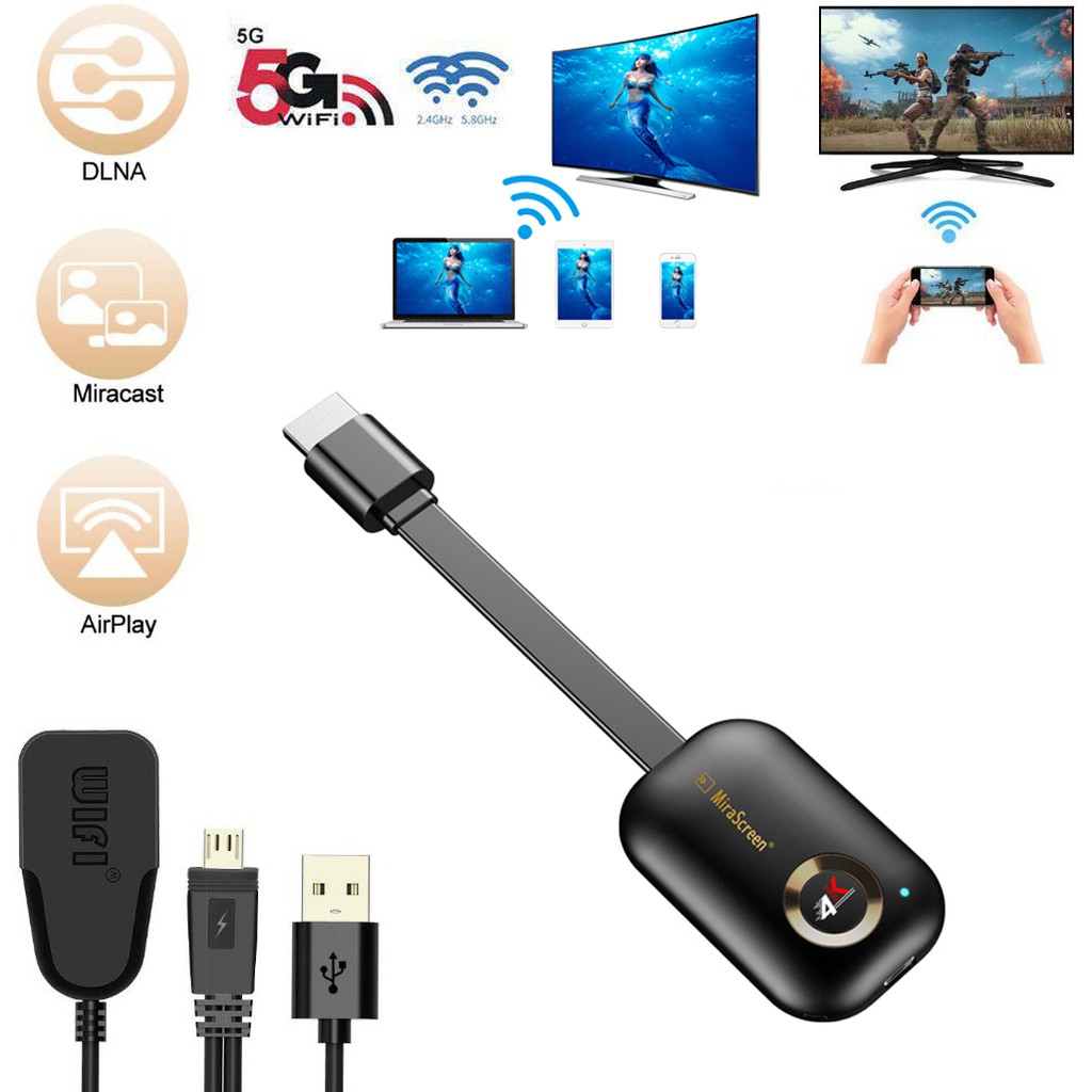 MIRASCREEN G9 PLUS 2.4G 5G 1080P 4K WIRELESS TV WIFI DONGLE HDMI SAME ...