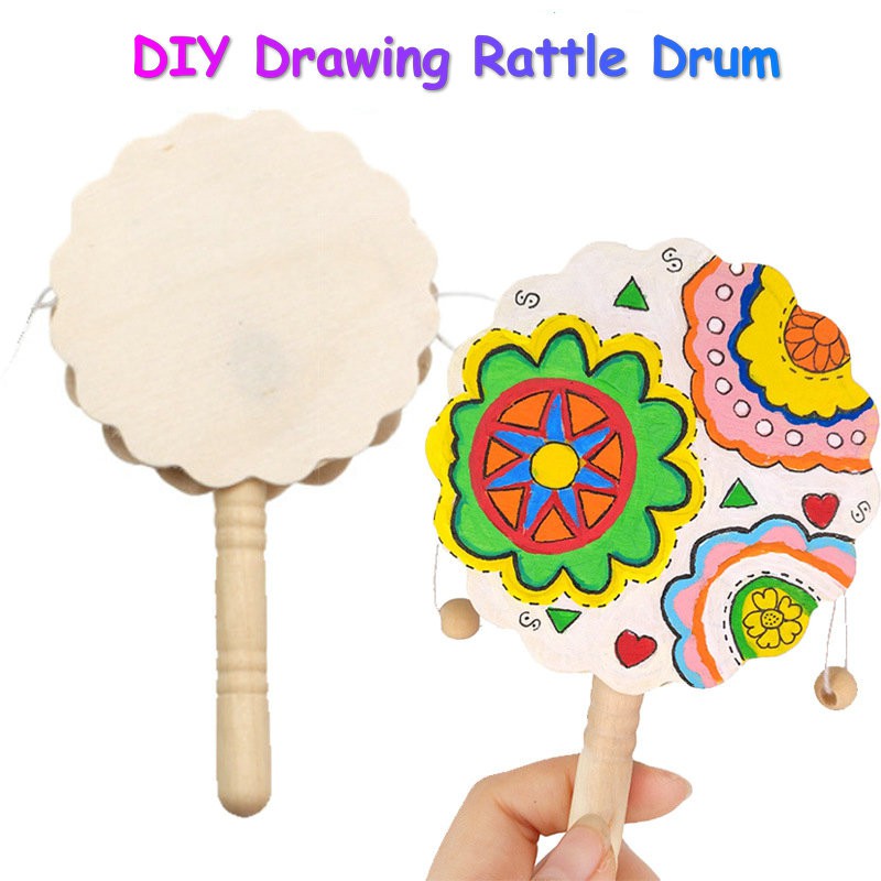 Kids Creative Craft Kids Art DIY Drawing Rattle Drum | Shopee Malaysia