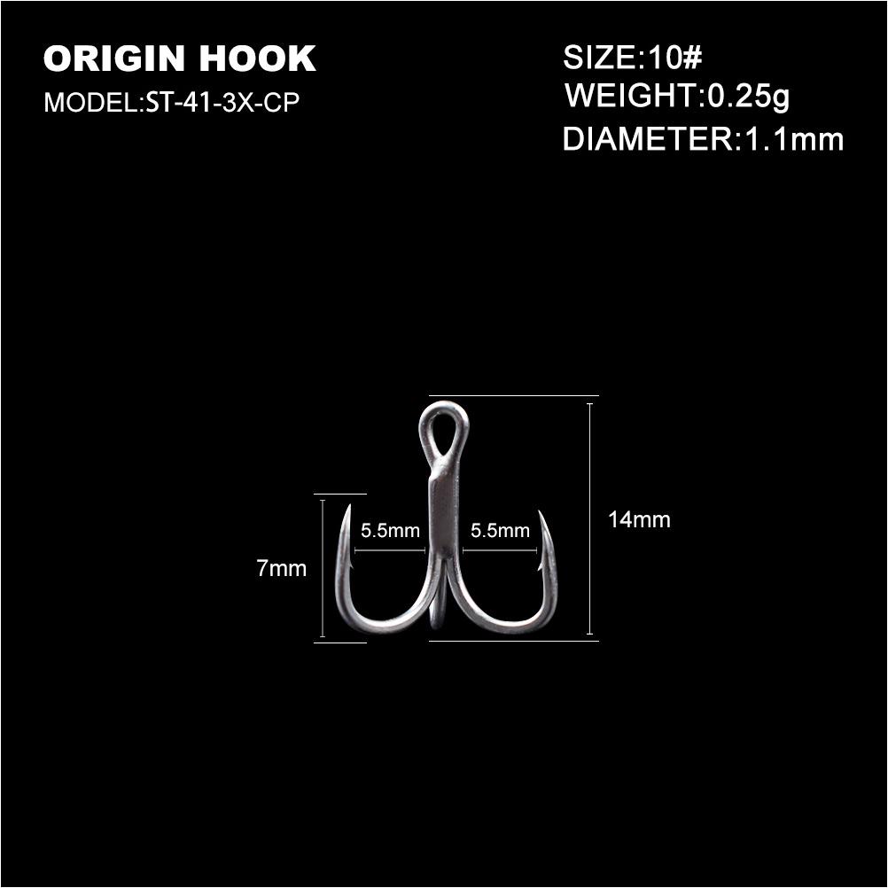 20pcs/lot Thick Treble Hook Strong Pull 2# 4# 6# 8# 10# 12# High Carbon  Steel Round Folded Triple Fishing Hooks Owner