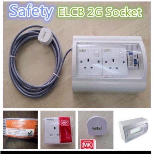 Safety extension 2way socket with RCCB / ELCB Shopee Malaysia