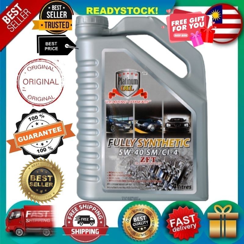 Platinum Oil-PO Fully Synthetic 5W-40 ZFT 4Liter(100% Original) MINYAK ...