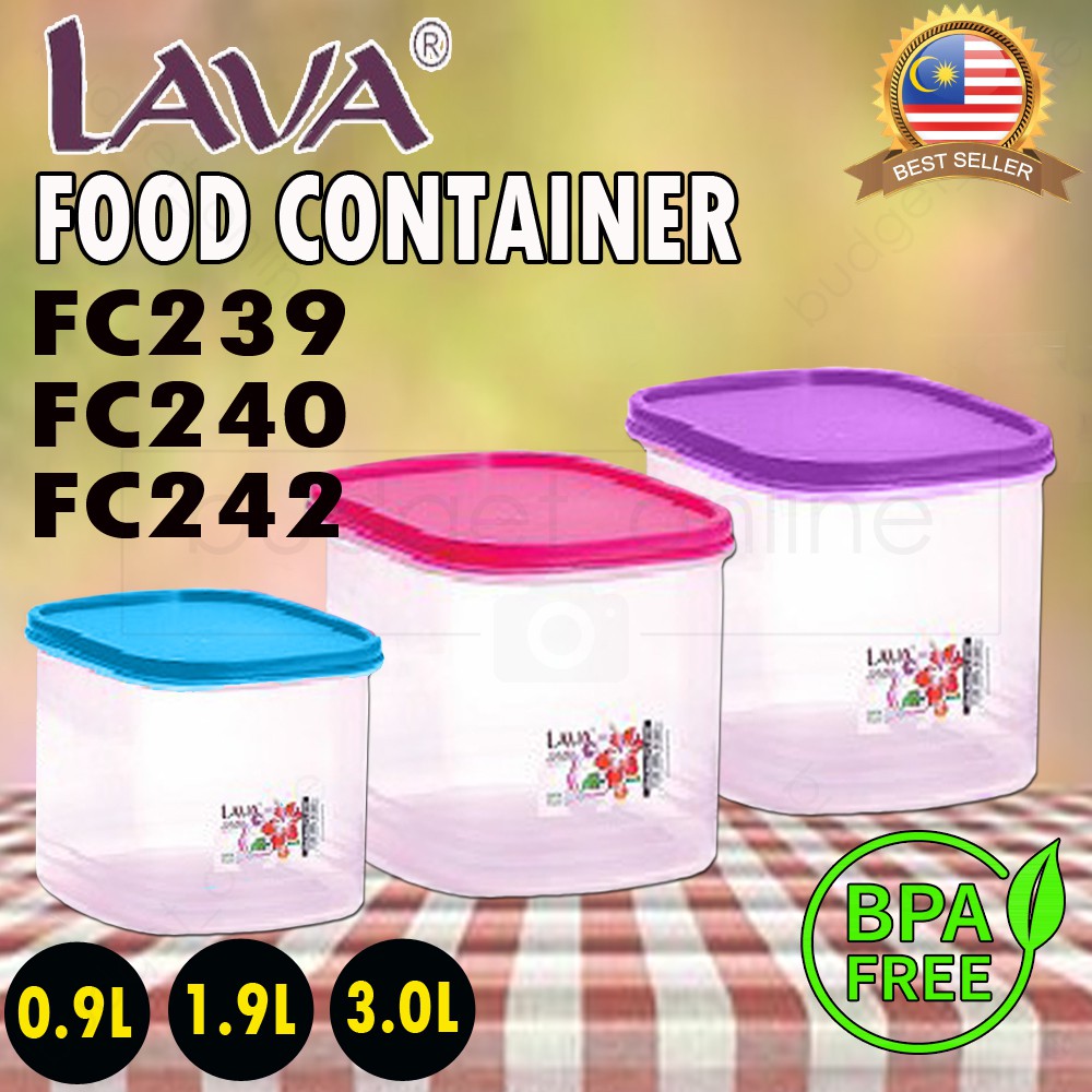 LAVA Food Container 0.9L (FC239) & 1.9L (FC240) & 3.0L (FC242) BPA Free ...
