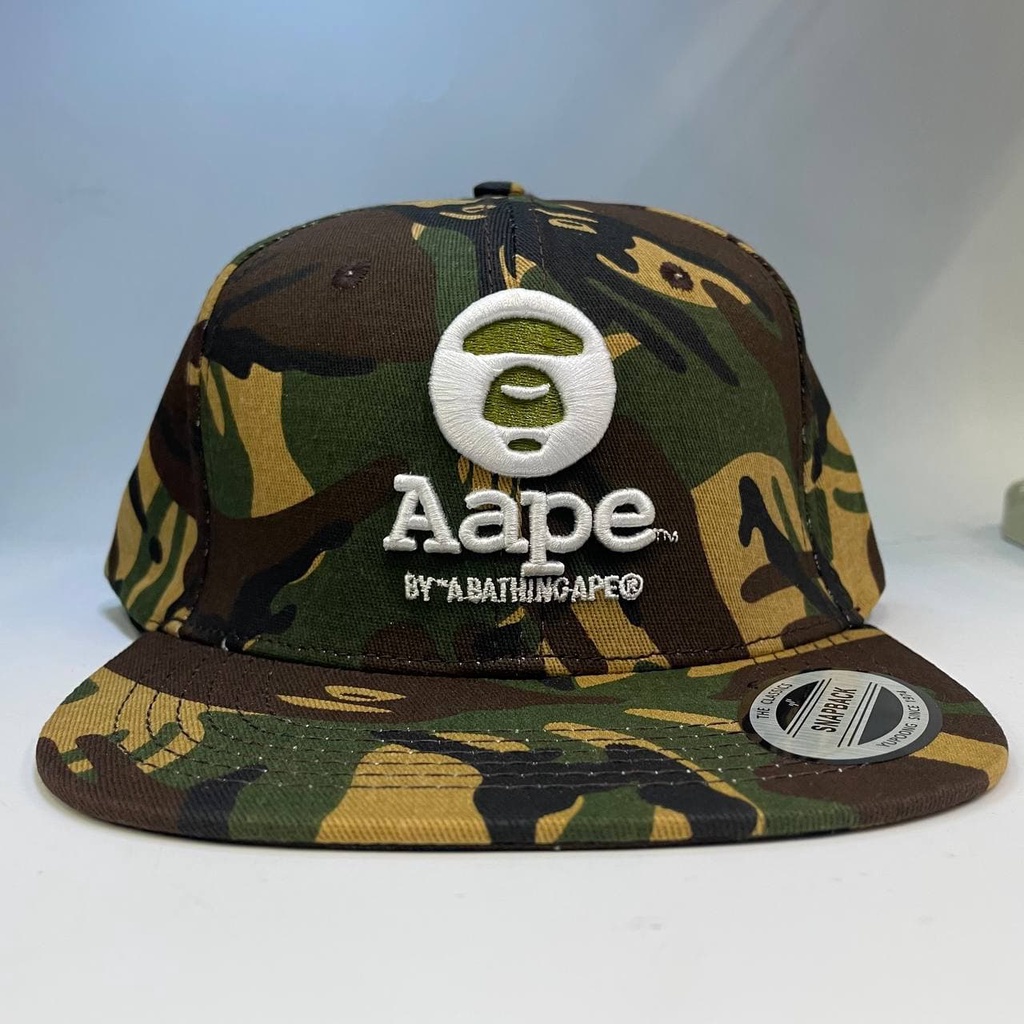 HOT SALE READY STOCK AAPE BY BATHING APE LOGO CAMO SNAPBACK CAP TOPI