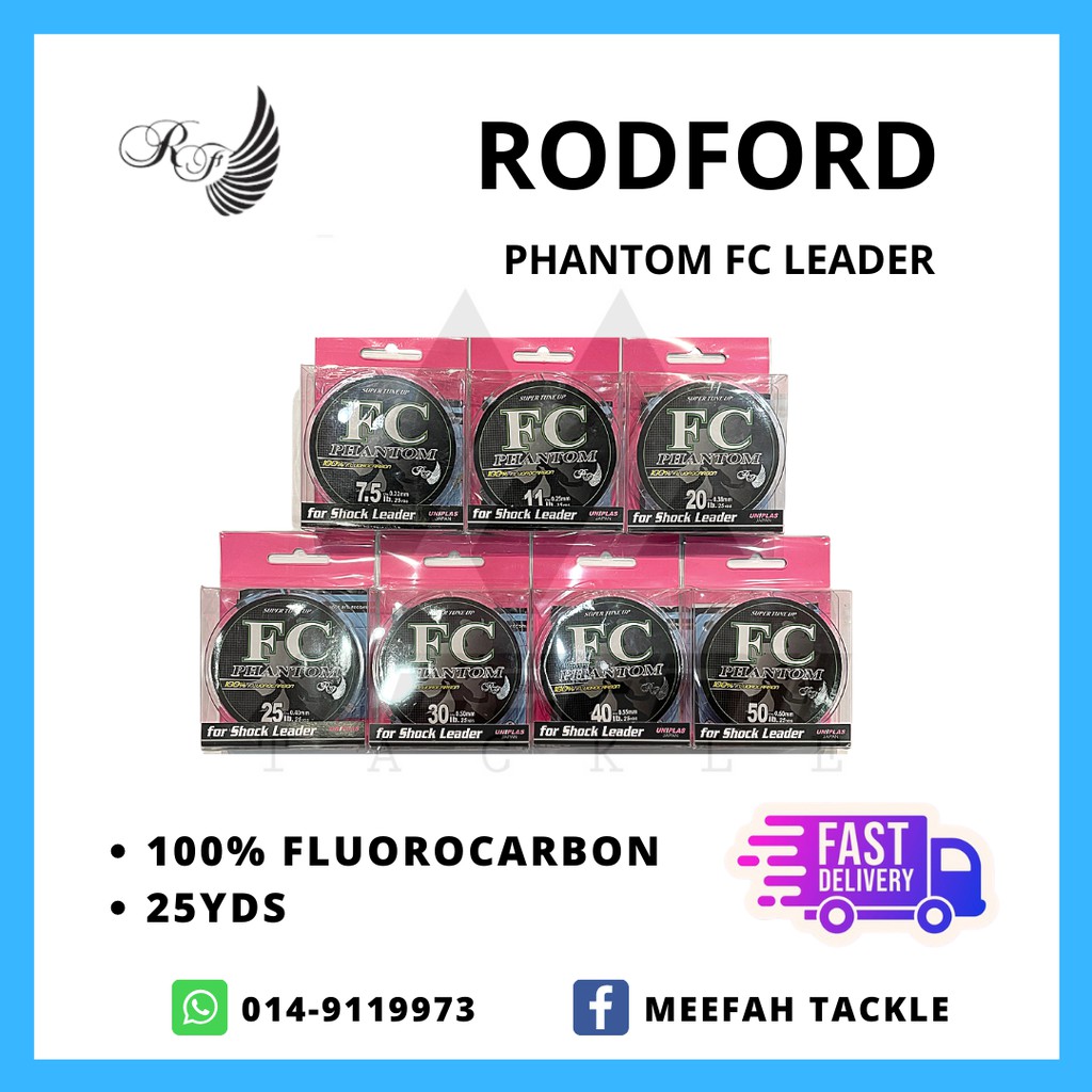 FC Phantom 100% Fluorocarbon Fishing Shock Leader Line 30lb 0.50mm 25yds  Japan