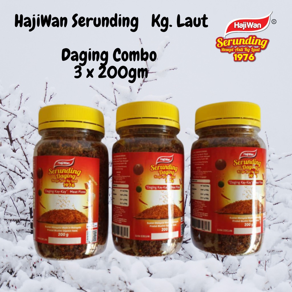 HajiWan Serunding Daging Kampung Laut, Meat Floss Combo Set ( 3 Botol x ...