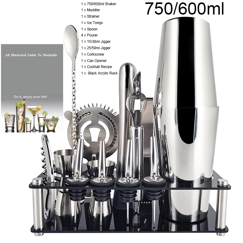 13Pcs/set 750 600ml Stainless Steel Boston Cocktail Shaker Red Wine ...
