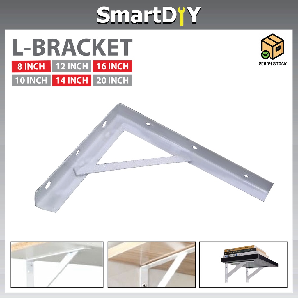 Heavy Duty White Coat Wall Shelf Shelving L Bracket Wall Mount Rack ...