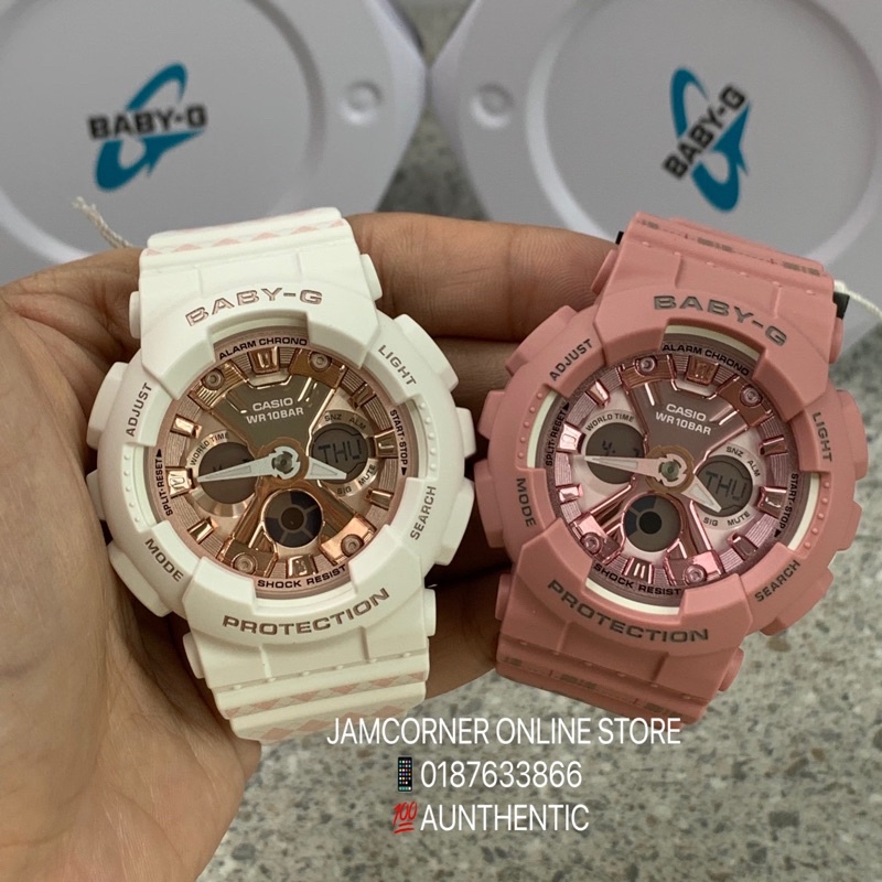 100% ORIGINAL CASIO BABY-G BA-130SP-4A /BA-130SP-7A Pink and smoky brown  tartan plaid sweetly fashionable accent