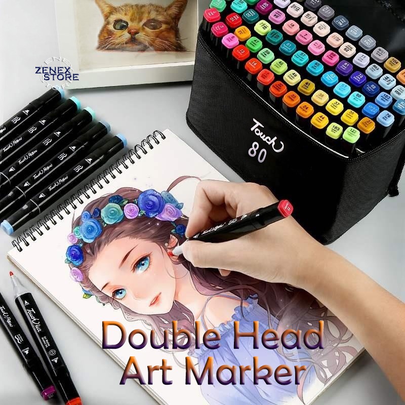 80pcs Mixed Color Marker Pen, Simple Multi-purpose Double Head Permanent  Marker For Office, School, Drawing, Writing