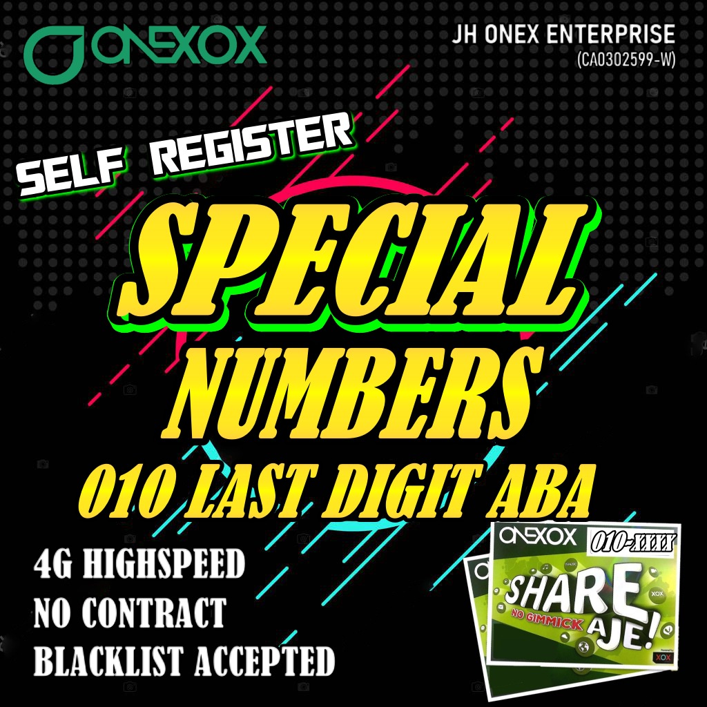 ONEXOX Simcard Vip Number Prepaid XOX Sim Card 44GB | 100GB Data Plan ...