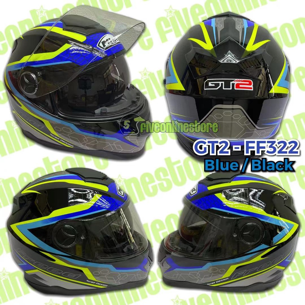 MHR GT2 Helmet Design Full Face Double Visor FF322 E3 Certified (SIRIM ...