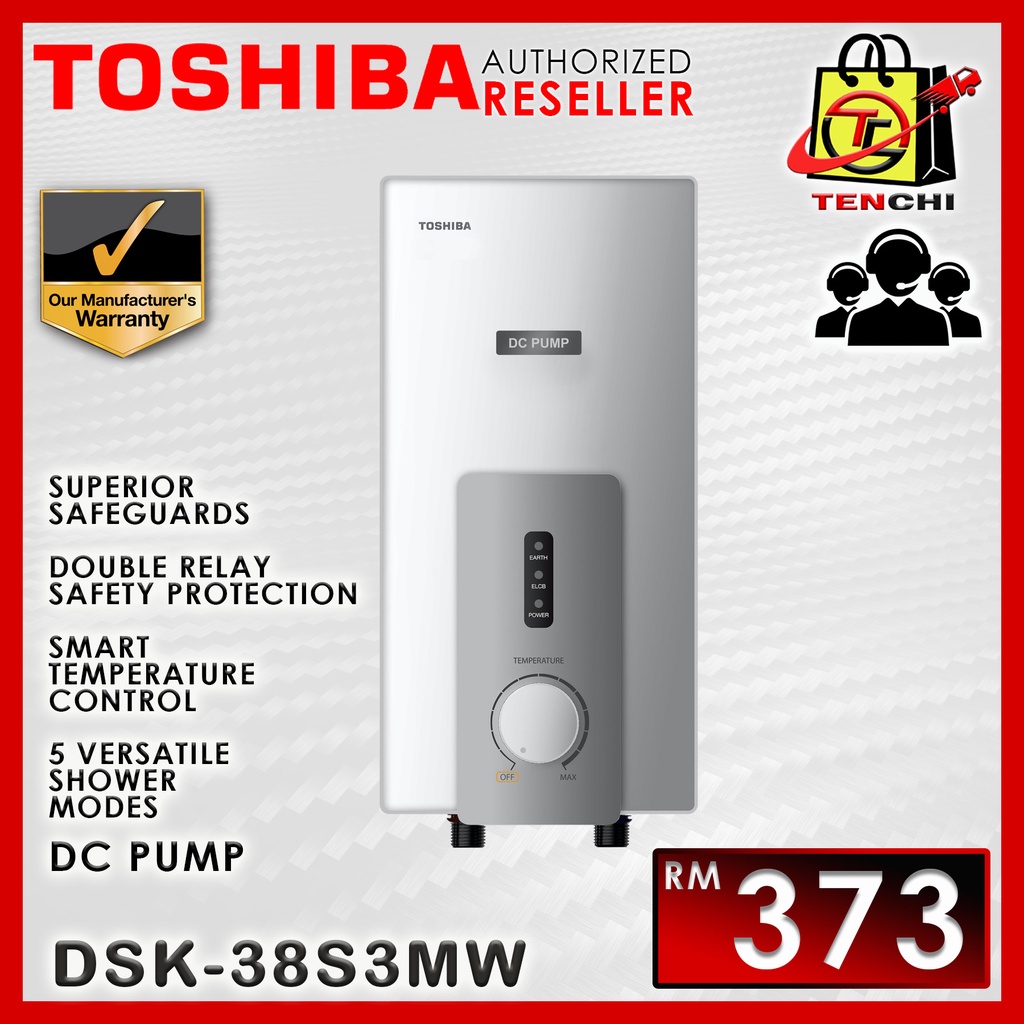 TOSHIBA DSK38S3MW INSTANT ELECTRIC WATER HEATER (WITH PUMP) Shopee