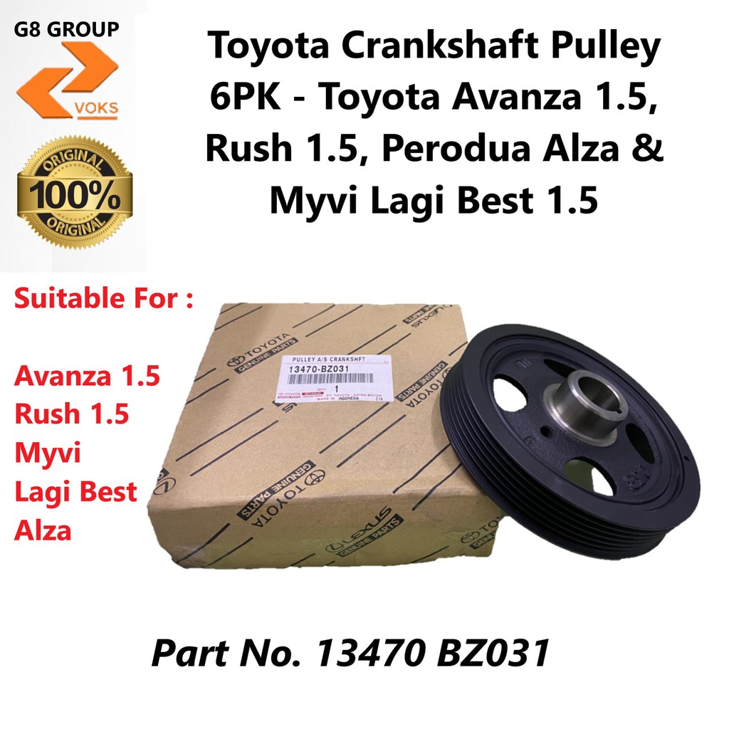 Toyota Crankshaft Pulley 6PK Toyota Avanza 1.5, Rush 1.5, Perodua Alza & Myvi Lagi Best 1.5