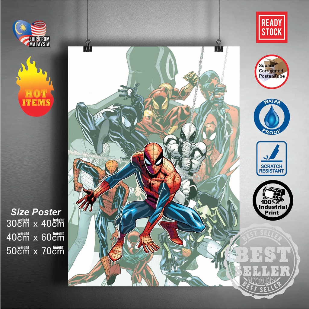 (READY STOCK)Marvel Poster The Avengers iron Man Spider-Man Captain ...