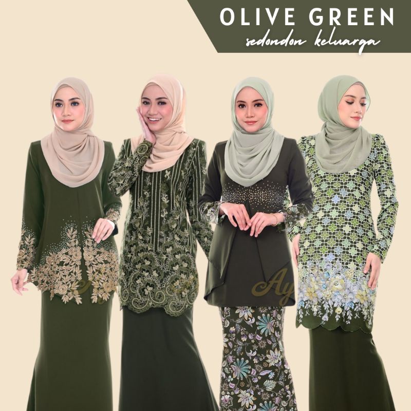 🔥NEW DESIGN!! OLIVE GREEN Baju Raya Satu Family Sedondon Olive Green ...