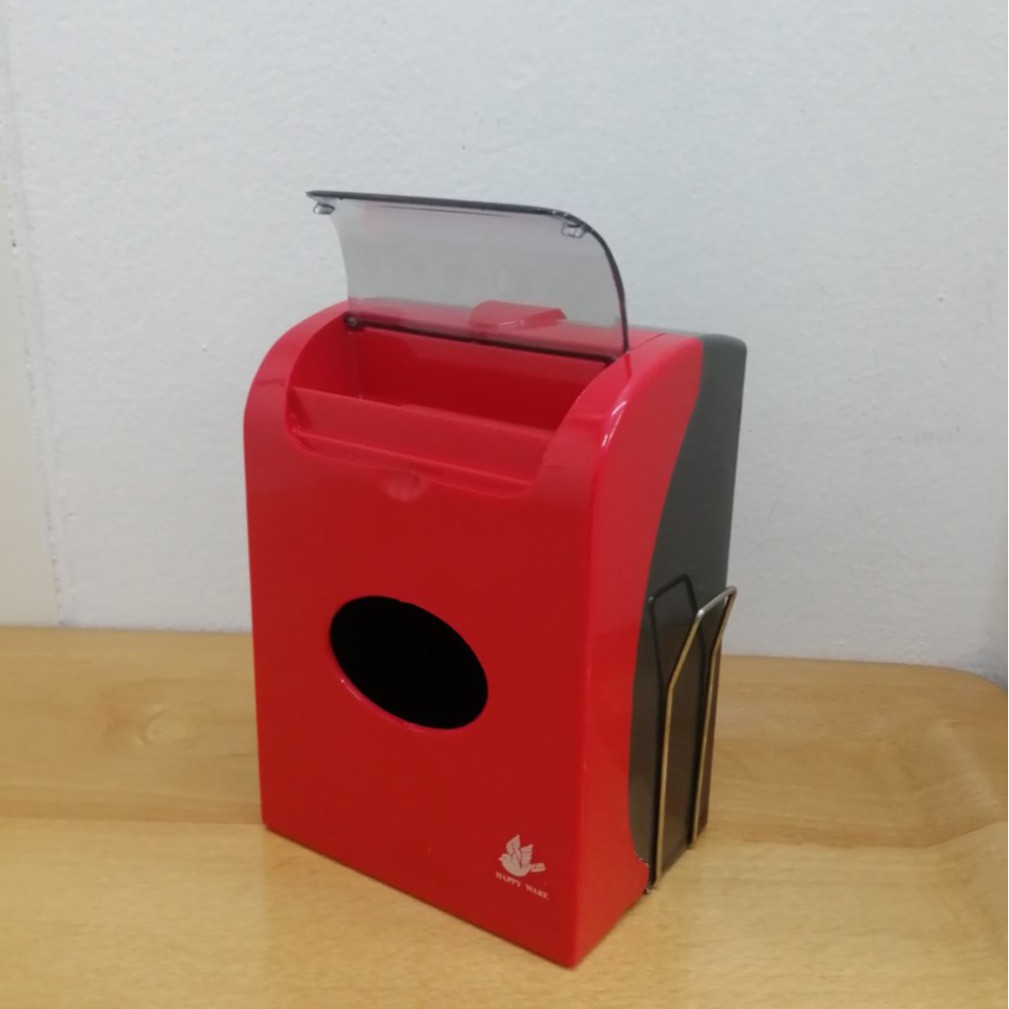 PopUp Tissue Box With Toothpick Holder + Paper Clip Red 824 (1 Pc