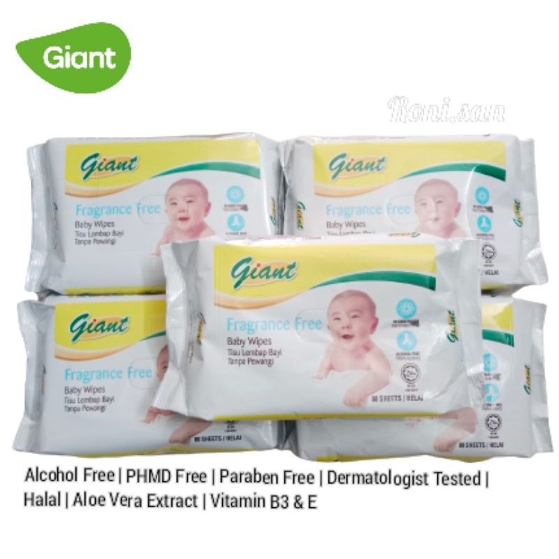 Giant Baby Wipes Travel Pack Fragrance / Fragrance Free (80 Sheets