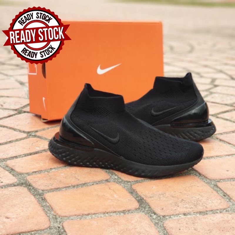 KASUT RISE REACT FLYKNIT ALL BLACK UNISEX Shopee Malaysia