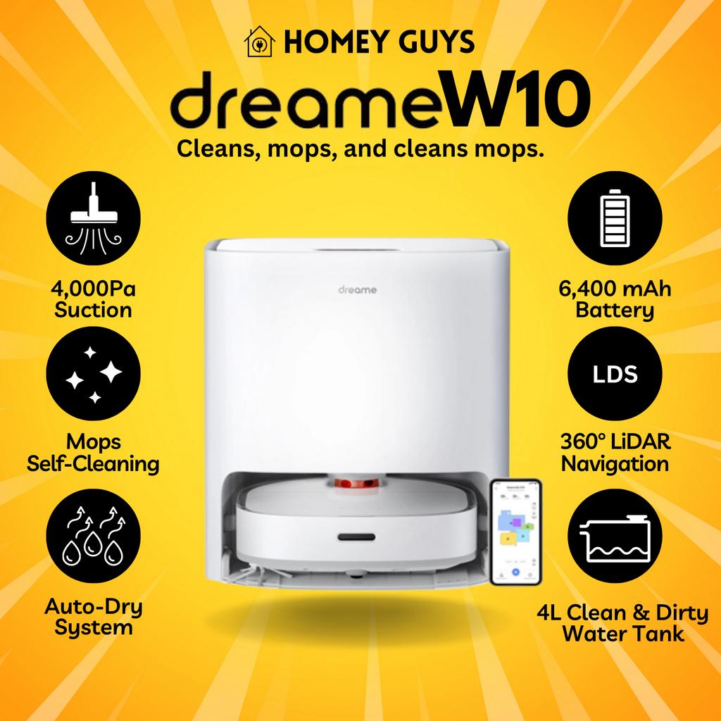 Dreame W10 Cleans, Mops, SelfCleaning Mops Robot Vacuum Carpet I 210 Mins Run Time I AutoDry I