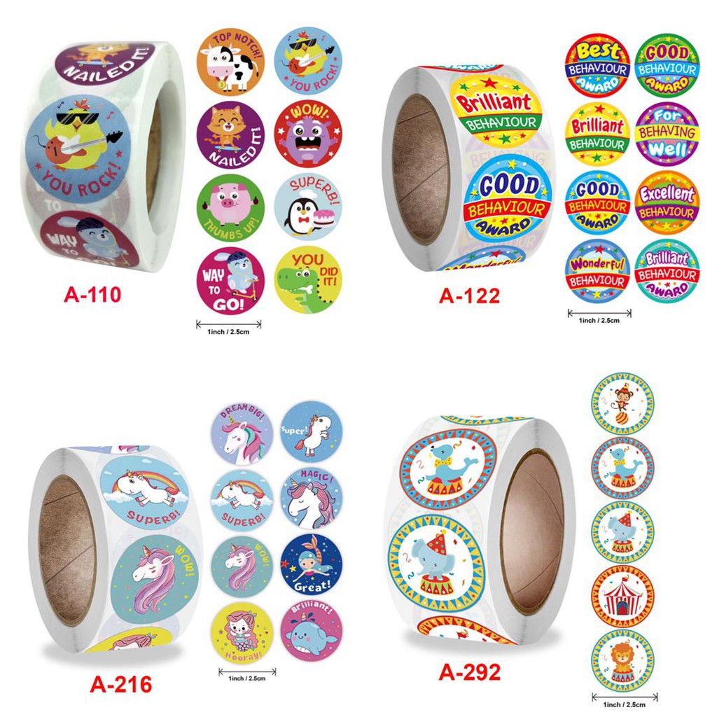 READY STOCK 500Pcs/Roll Cute Cartoon Reward Stickers For Students ...