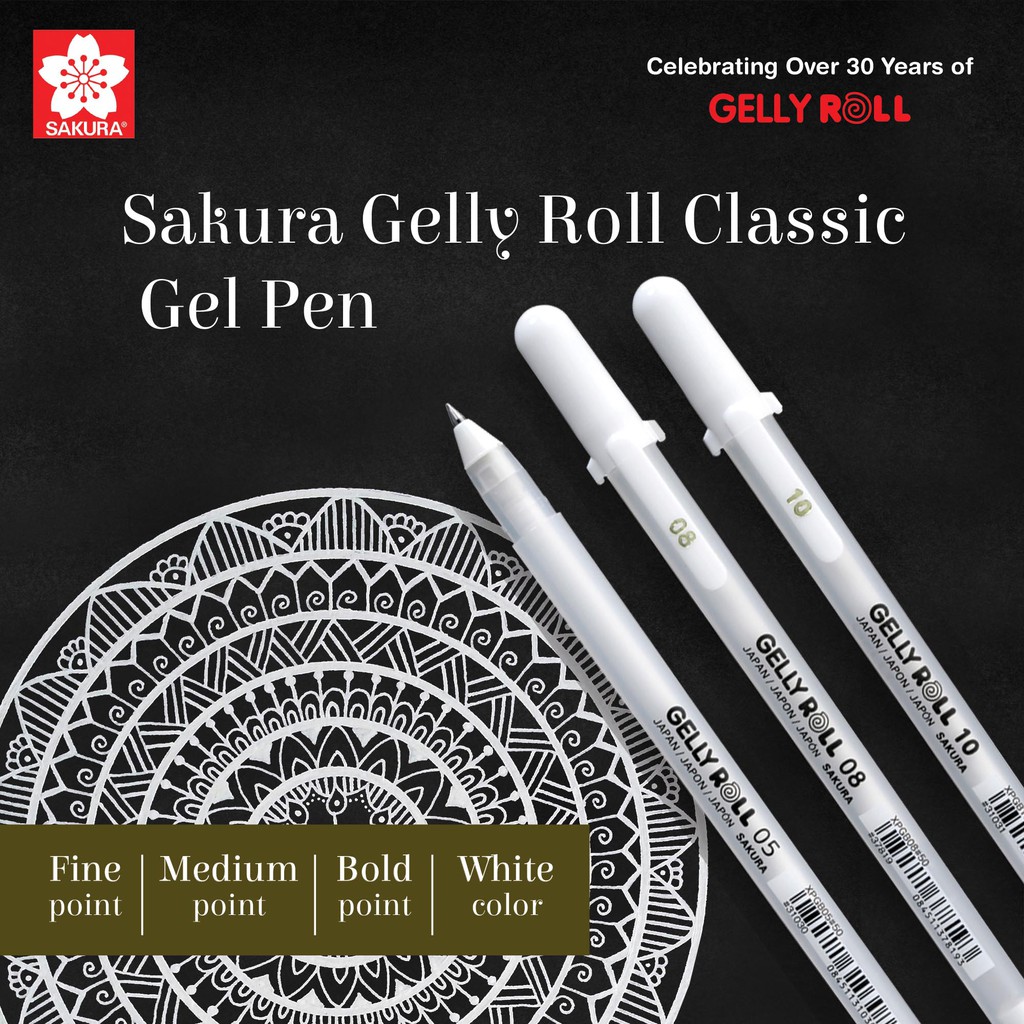 Sakura Gelly Roll Classic White Gel Ink Pen Fine Medium Bold -  Denmark