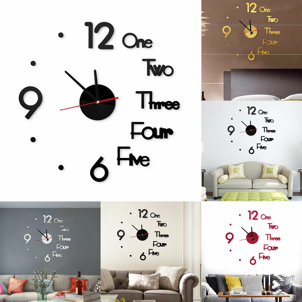 Wall Chic Large Clock With Striking 3d Stickers And Elegant Numerals