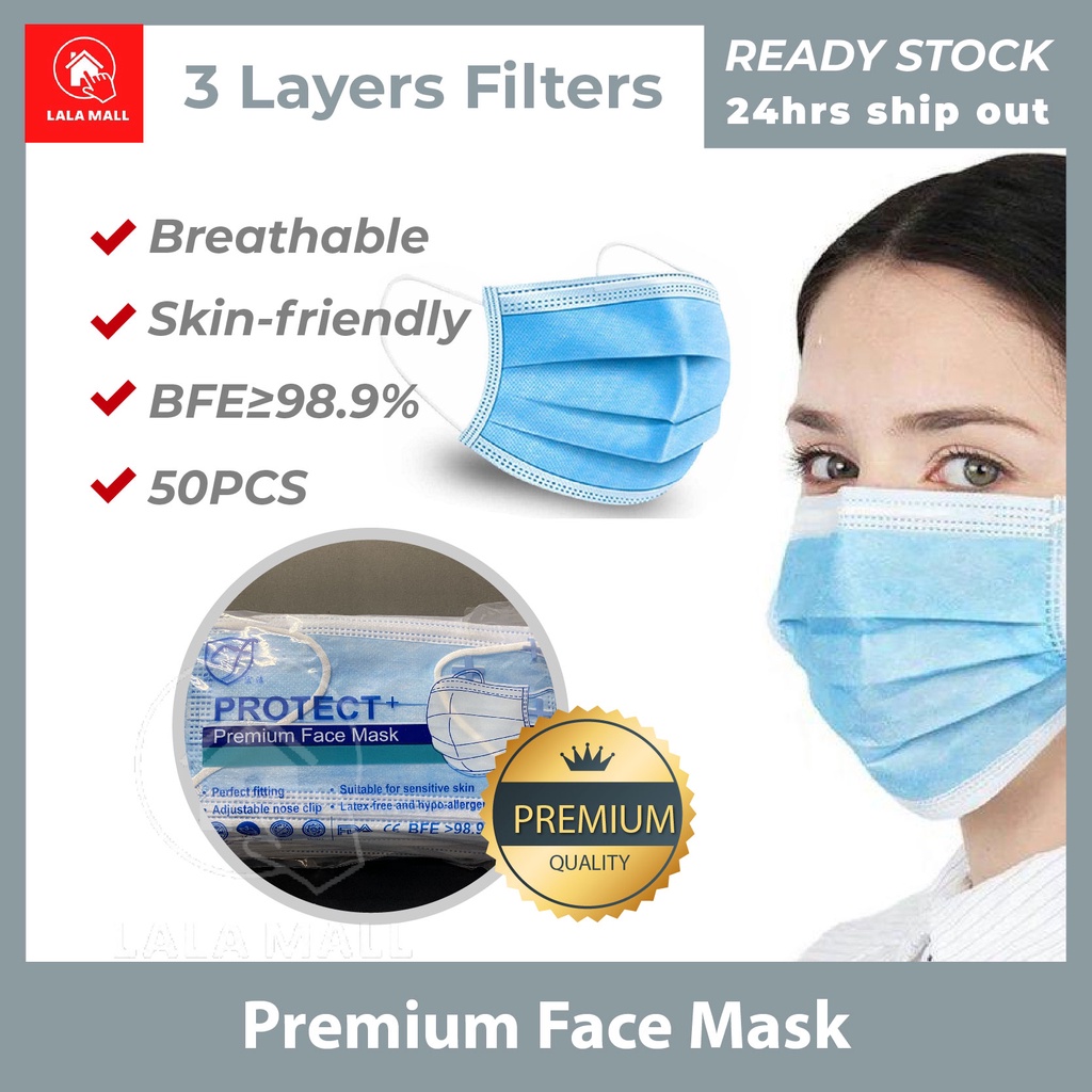 Premium Quality 3 Layer Face Mask 50 pcs Earloop Mask /Pelitup Muka 50 ...