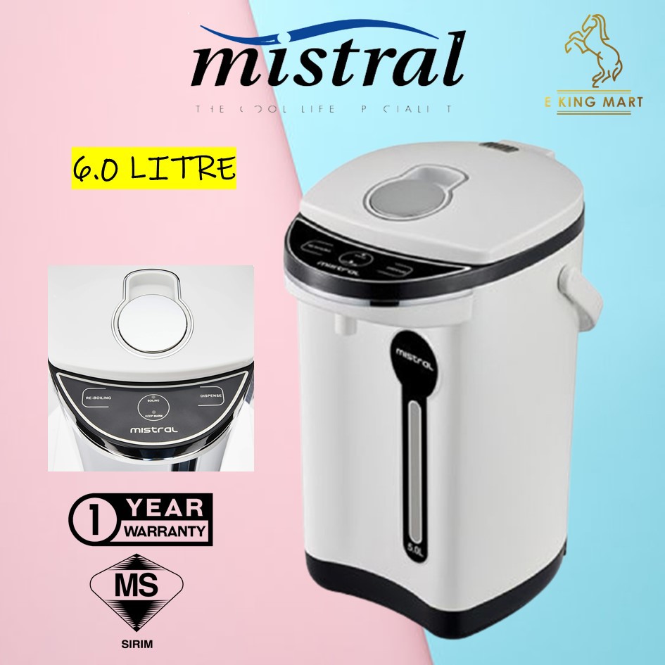 MISTRAL by KHIND Thermo Pot Hot Water Keep Warm Water Dispenser 6 LITRE MAP-606 Removable top cover Pemanas Air