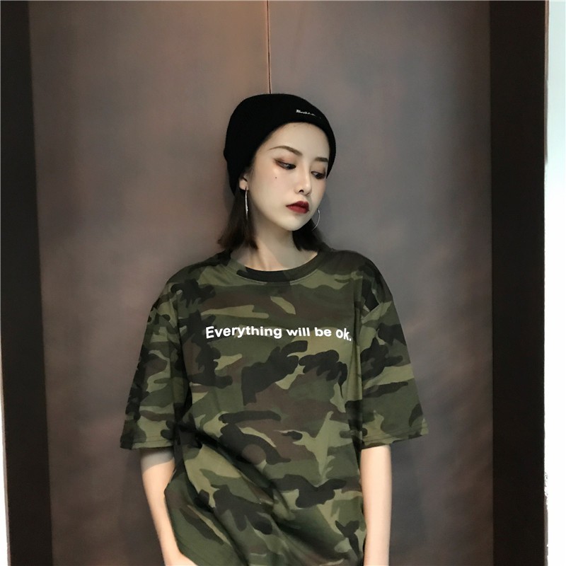 🌹Ready Stock! Army camouflage oversize T shirt camo
