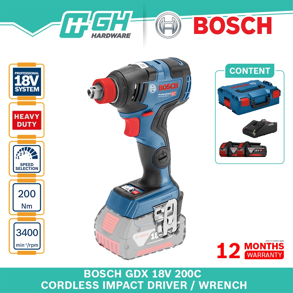[ GH HARDWARE ] BOSCH GDX 18V 200C Brushless Cordless Impact Wrench / Driver ( GDX18V200C / GDX