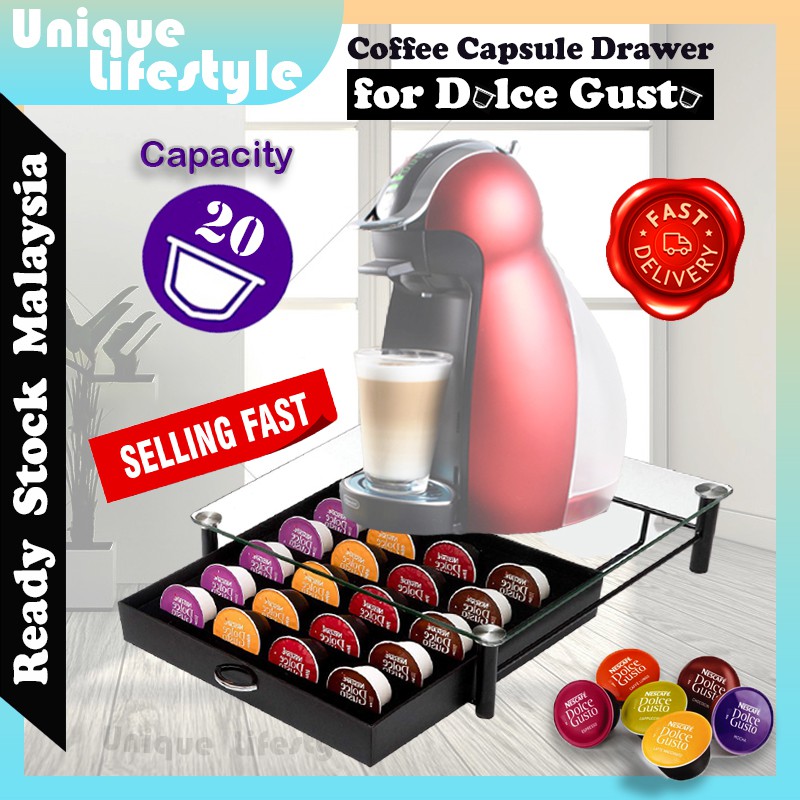 20 pcs Dolce Gusto Coffee pod tempered glass black storage organizer