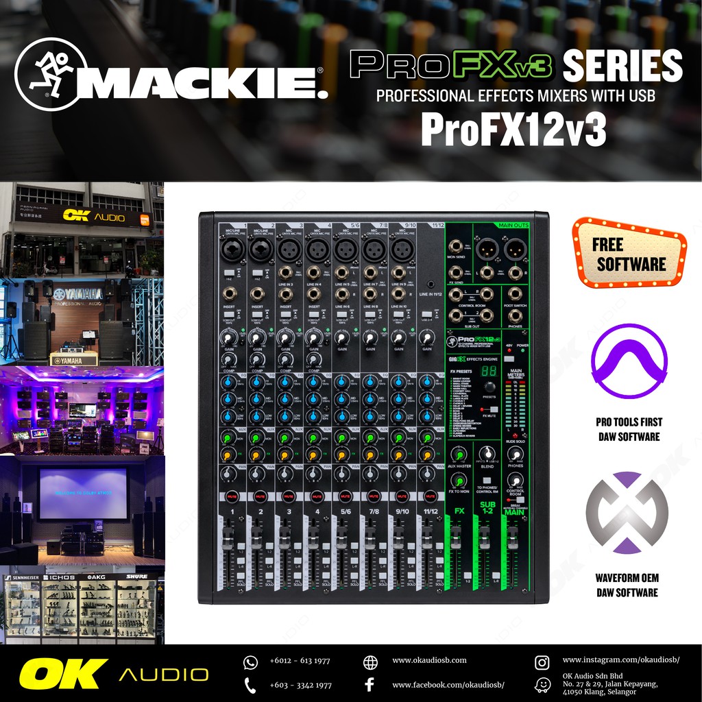 Mackie ProFX12v3 12-channel Mixer with USB and Effects (Pro FX 12v3 ...