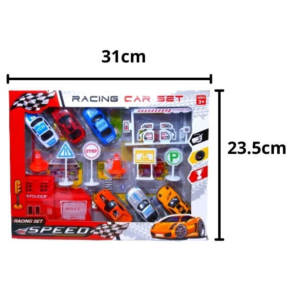 Racing Car Toys Set, Mini Plastic Racing Car Vehicles With Gas Station &  Police Station Toys For Kids Children儿童玩具车配套 | Shopee Malaysia