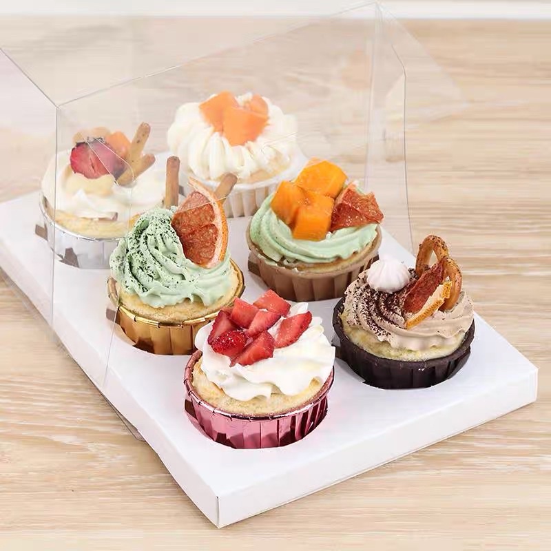 Ready Stock! 6 Hole Transparent Cupcake Box 