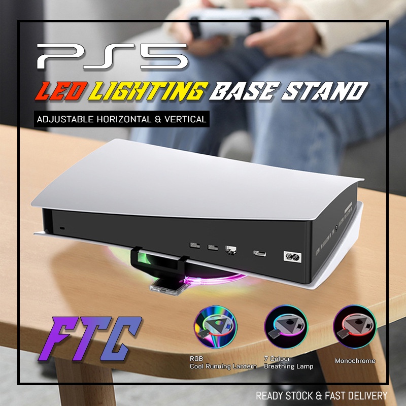 FTC PS5 LED Base Stand 7 RGB Lighting Adjustable Stand Horizontal ...