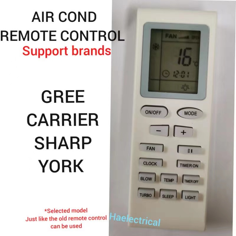 SHARP CARRIER YORK GREE Air Cond Remote Control 1hp2hp Shopee Malaysia