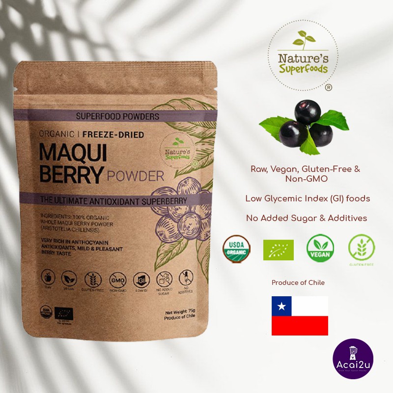 Nature's Superfoods Organic Maqui Berry Powder, 75g Resealable Pack ...