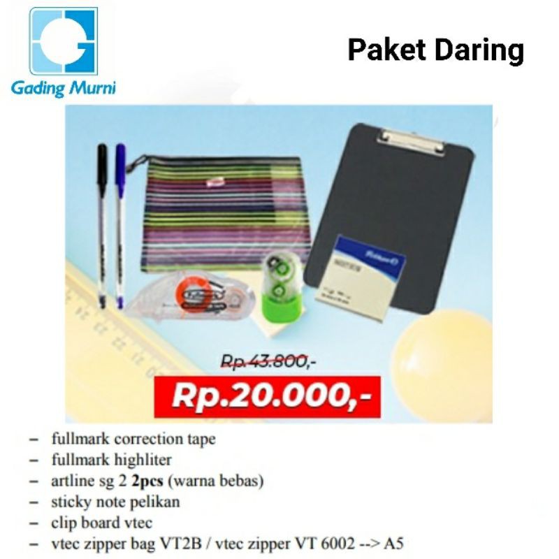 Learning Package Home Ballpoint, Clipboard, Zipper ,Sticky Note