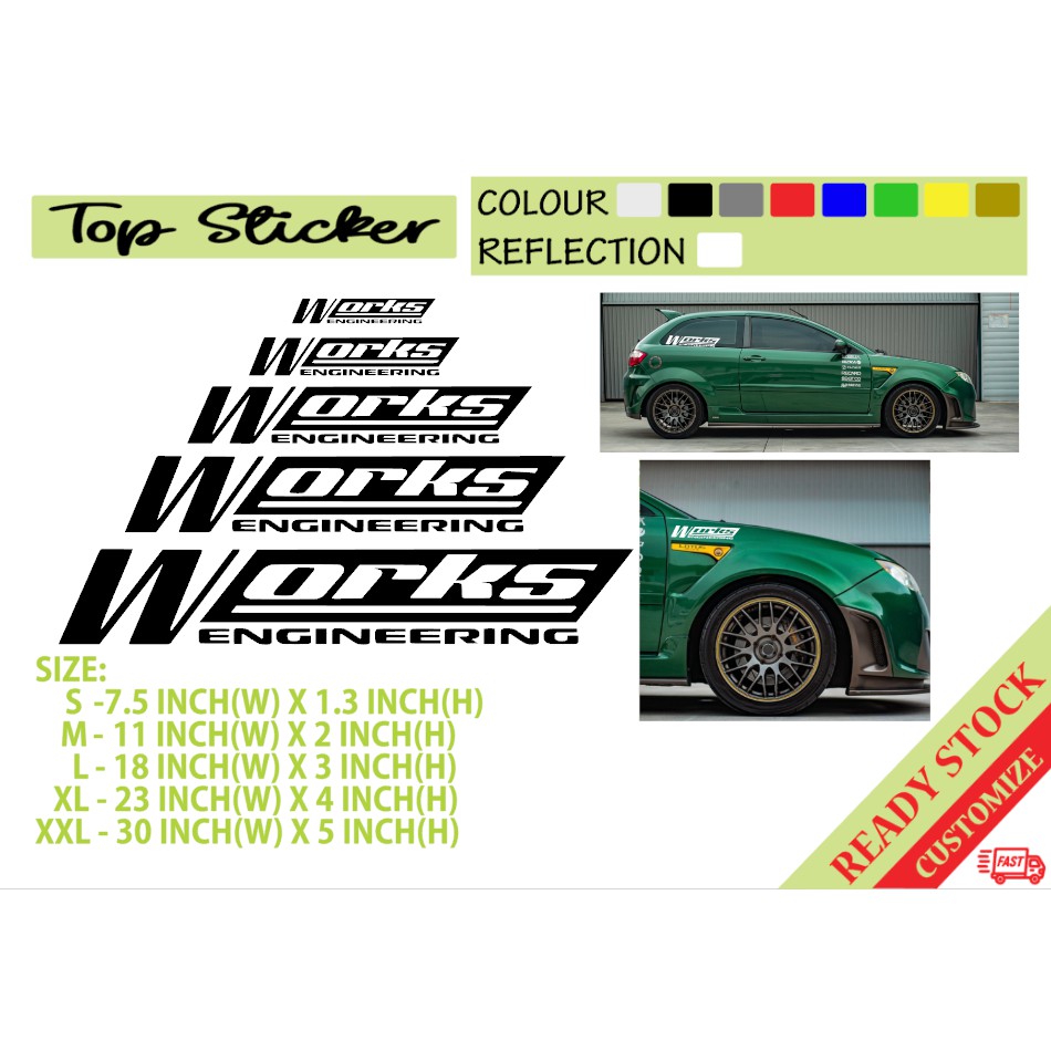 WORKS ENGINEERING STICKER CAR MYVI AXIA ALZA BEZZA SAGA EXORA PERSONA ...