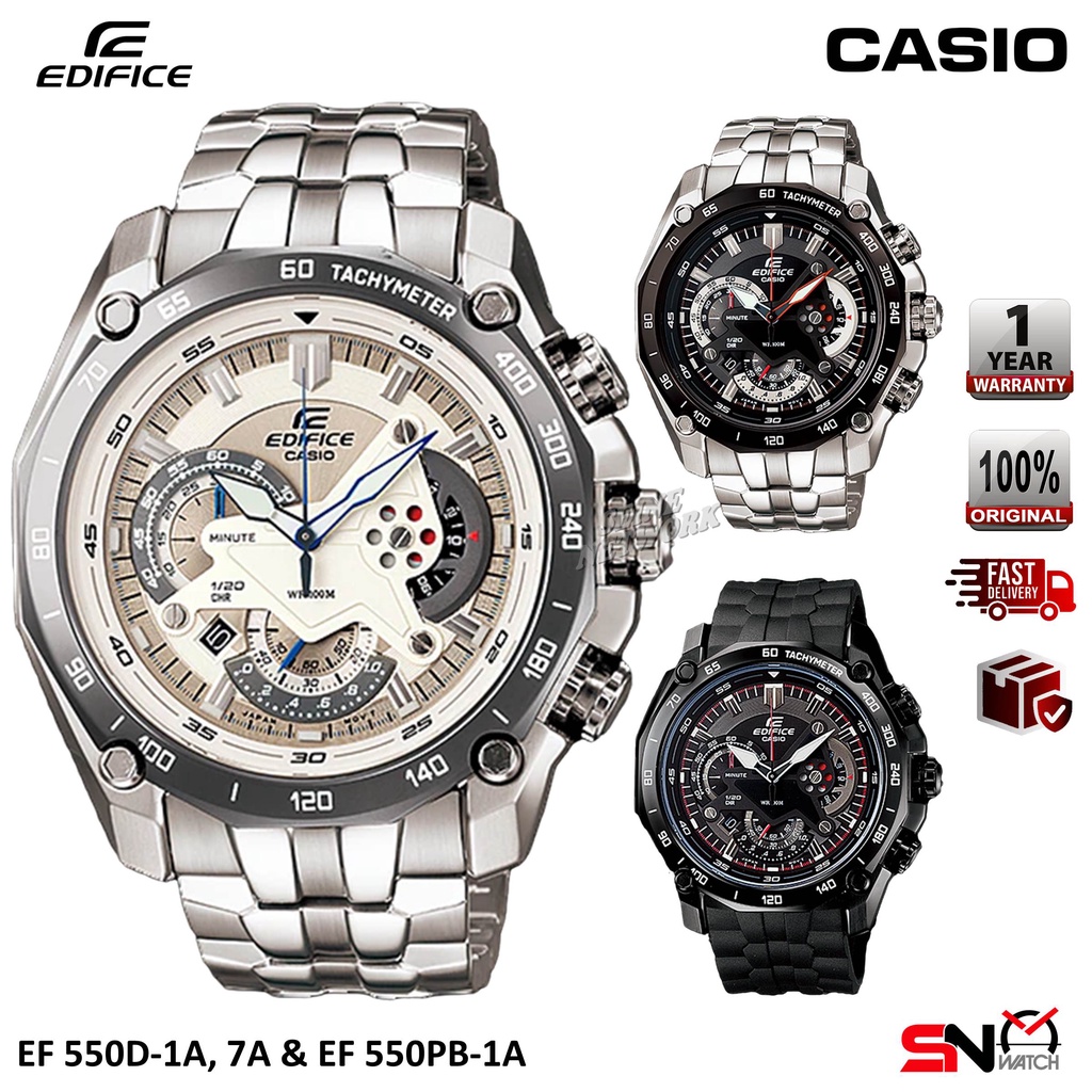 Casio Edifice Men Watch Multi Hands Quartz Analog Stainless Steel Band Jam Tangan Lelaki EF550D EF550PB EF 550D EF 550PB Shopee Malaysia