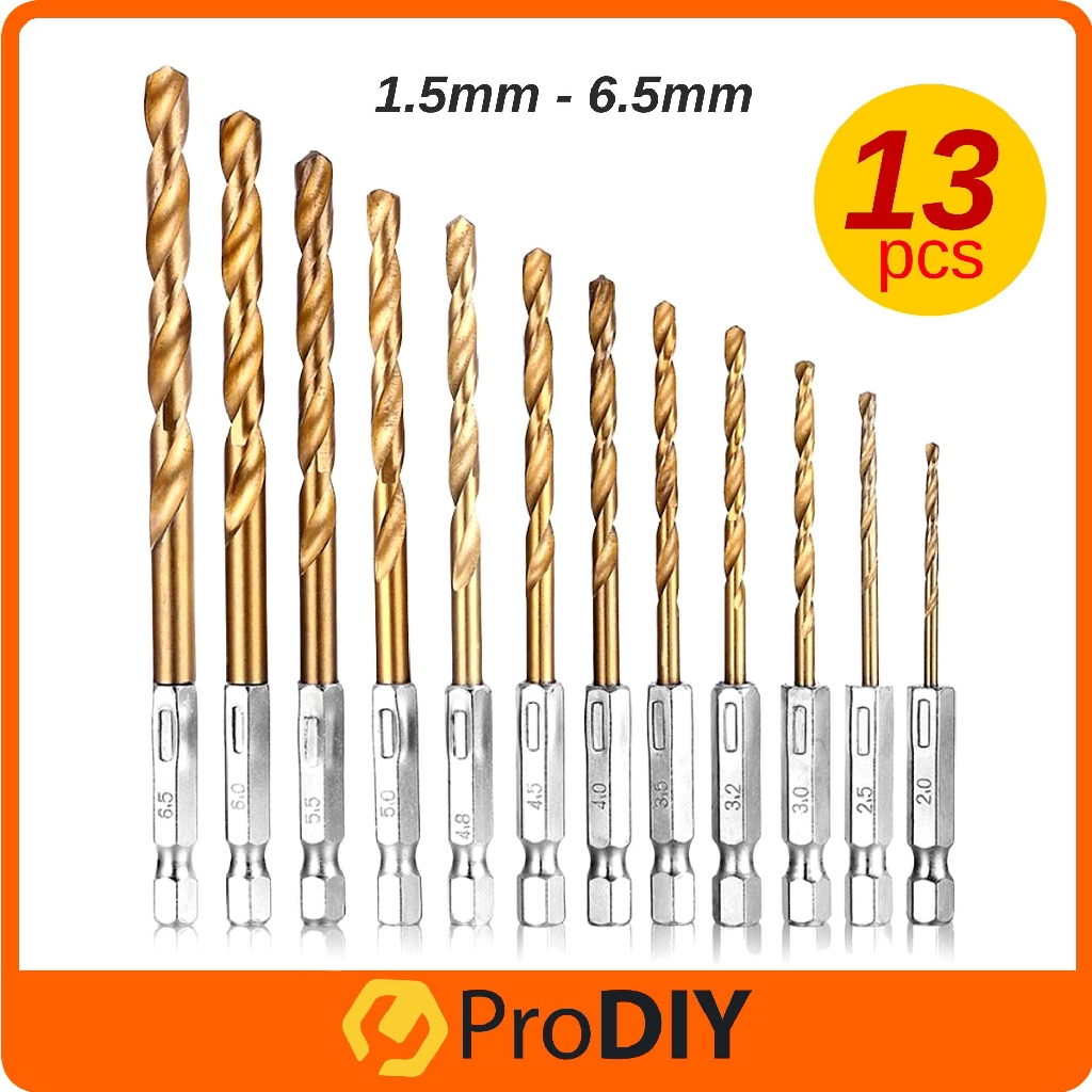 13pcs HSS Hexagon Shank Drill Bits Set 1.5mm 6.5mm For Cordless Drill Screwdriver Hex Style 13Pcs Shopee Malaysia