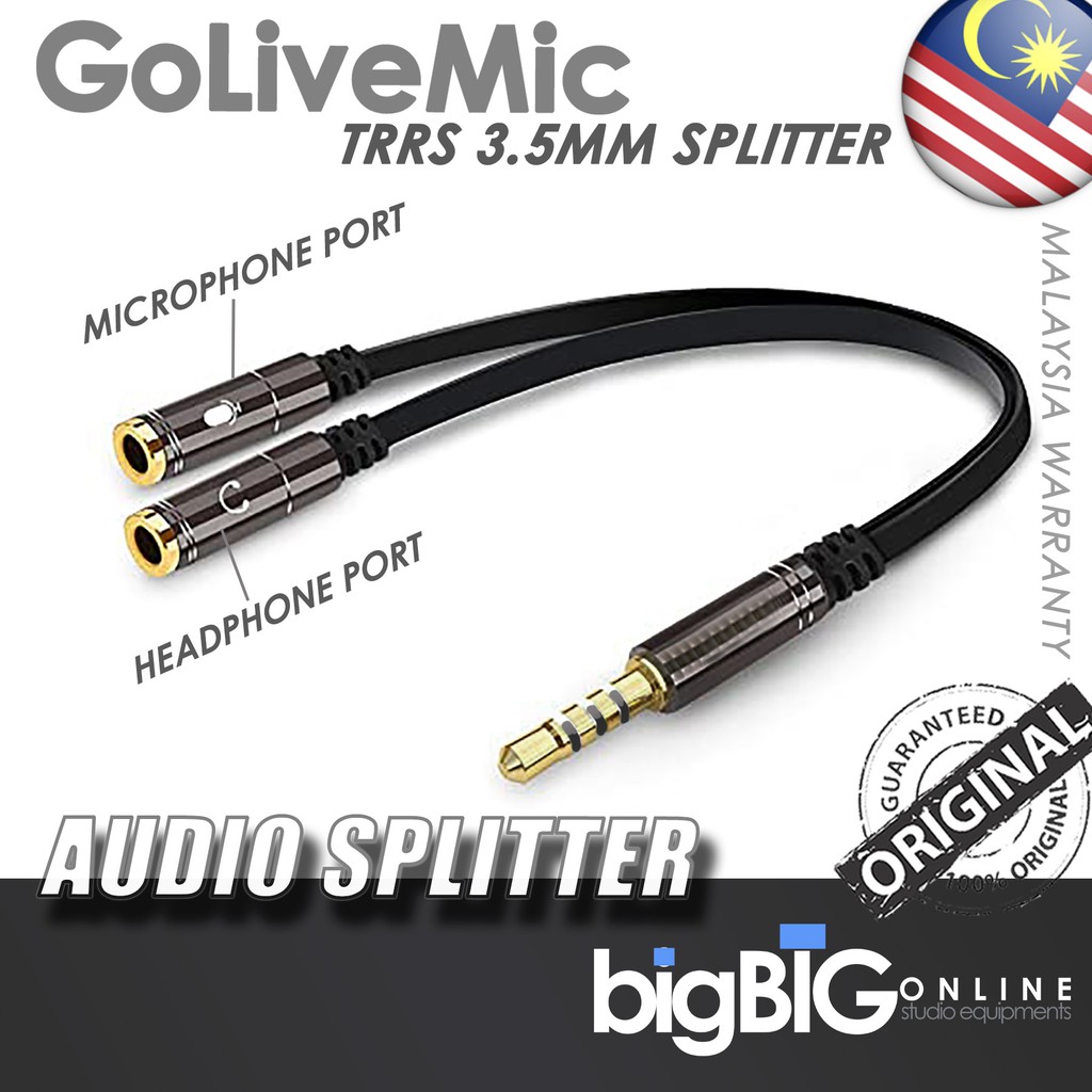 GoliveMic 3.5mm Audio Y Splitter (to split microphone and headphone ...