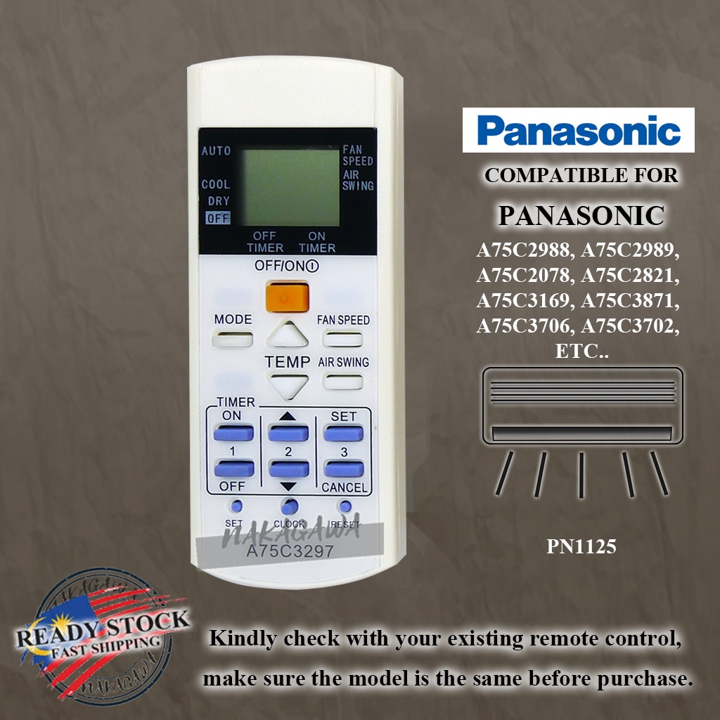 Afstandsbediening Vervangen for Panasonic Airconditioner A75C3177 A75C3186 A75C3002