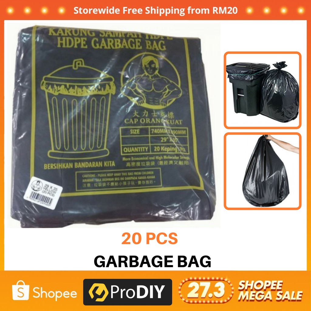 20pcs Garbage Rubbish Bag Large Plastik Sampah Cap Orang Kuat