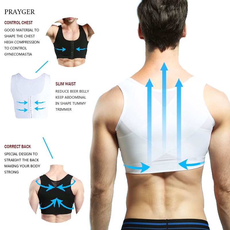 Men Chest Shaper Vest Gynecomastia Chest lift Male Vest Top Bra Men Posture  Corrector Back Support Compression Shirt Corset