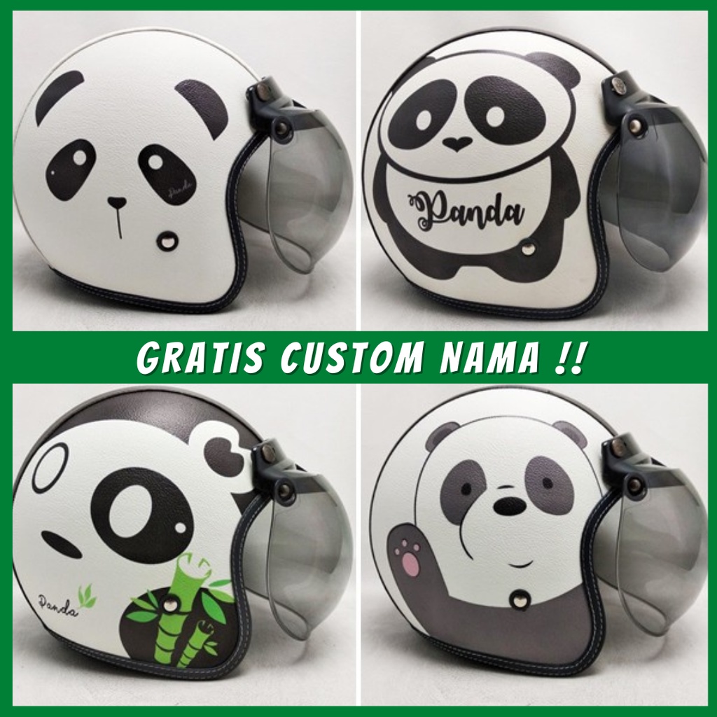 Panda Bear Character Bogo Helmet | Custom Name Color | Classic Retro ...